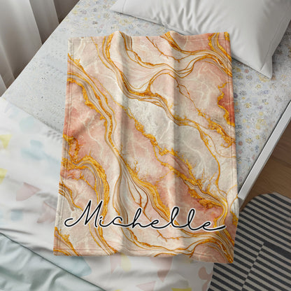 Personalized Marble Design Throw Blanket with Name Michelle