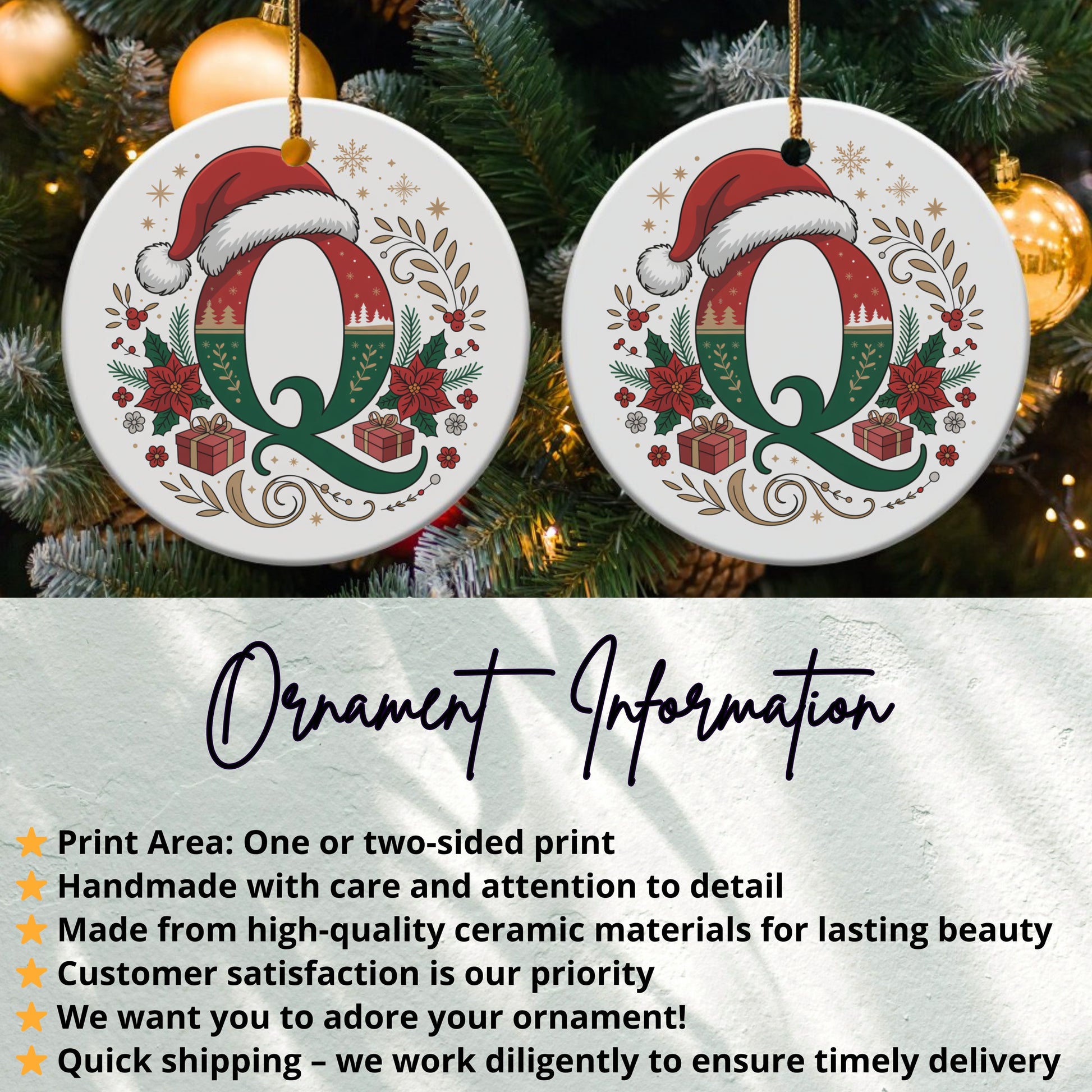 Personalized Christmas Ornaments with Santa Hat product