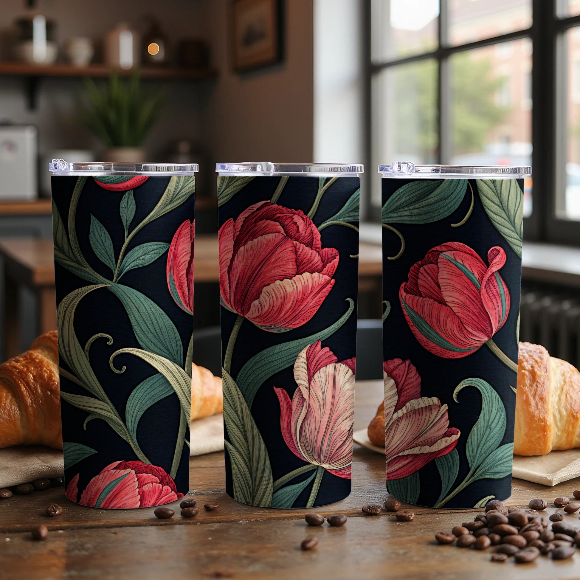 Floral Blooms Patterned Travel Mug Tumbler Cup Design
