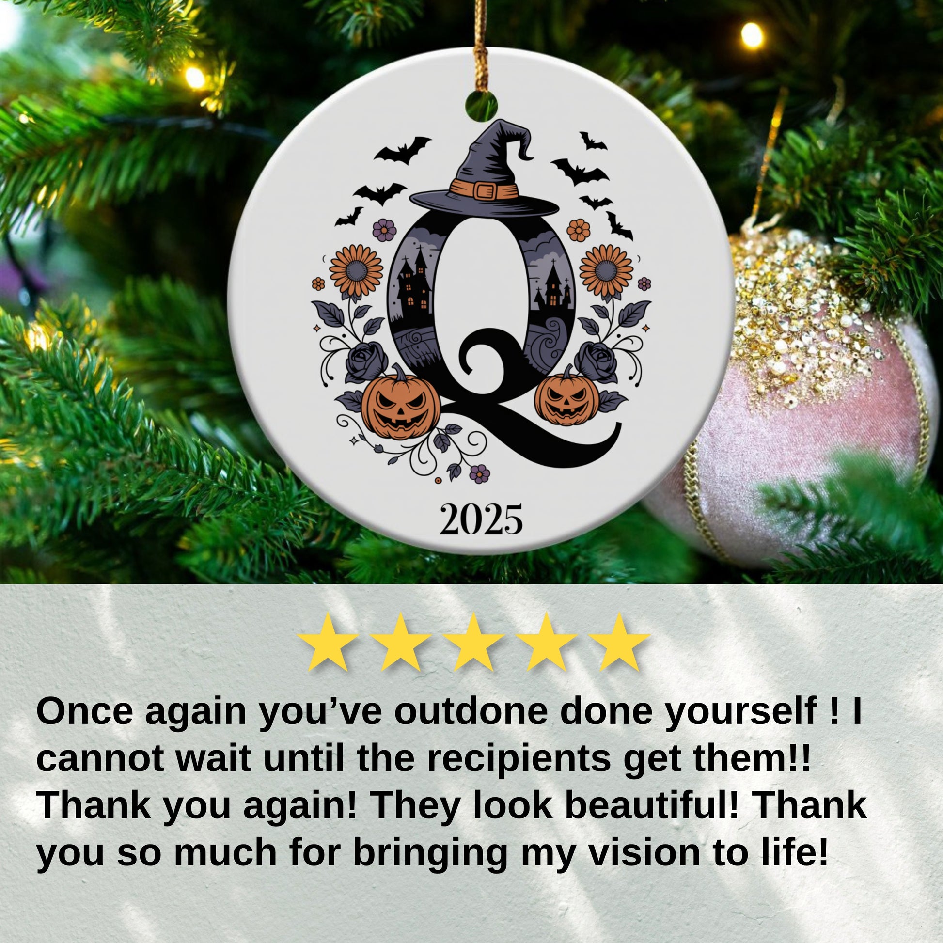Personalized Halloween Initial Ornament product