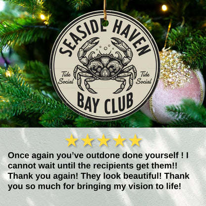 Seaside Haven Bay Club Round Christmas Ornament product