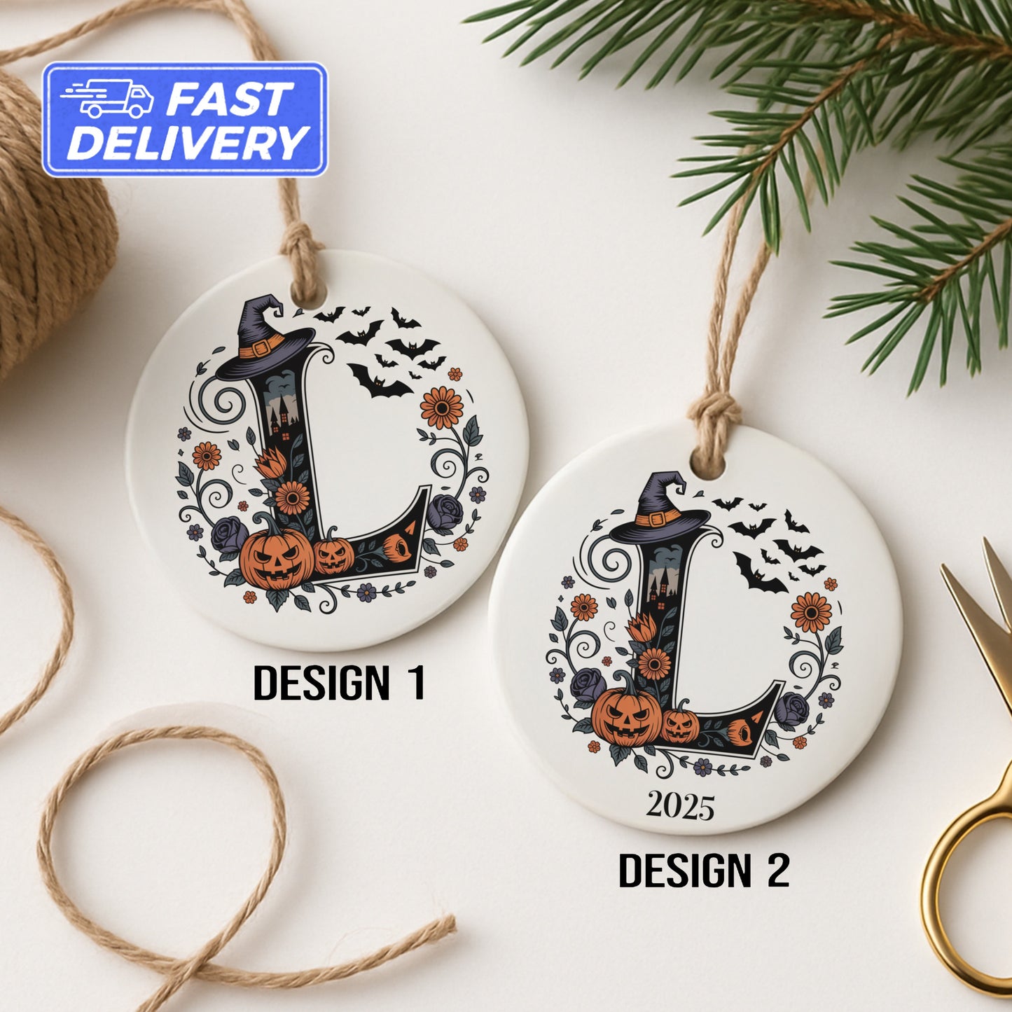 Personalized Witch Pumpkin Halloween Ornament product type