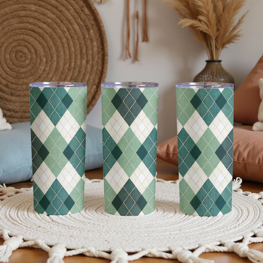 Green Argyle Pattern Insulated Tumbler Product