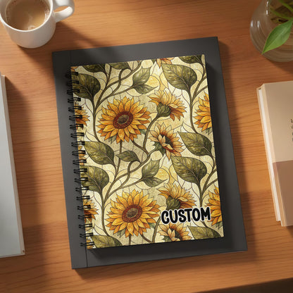 Sunflower Themed Custom Spiral Notebook with Unique Design