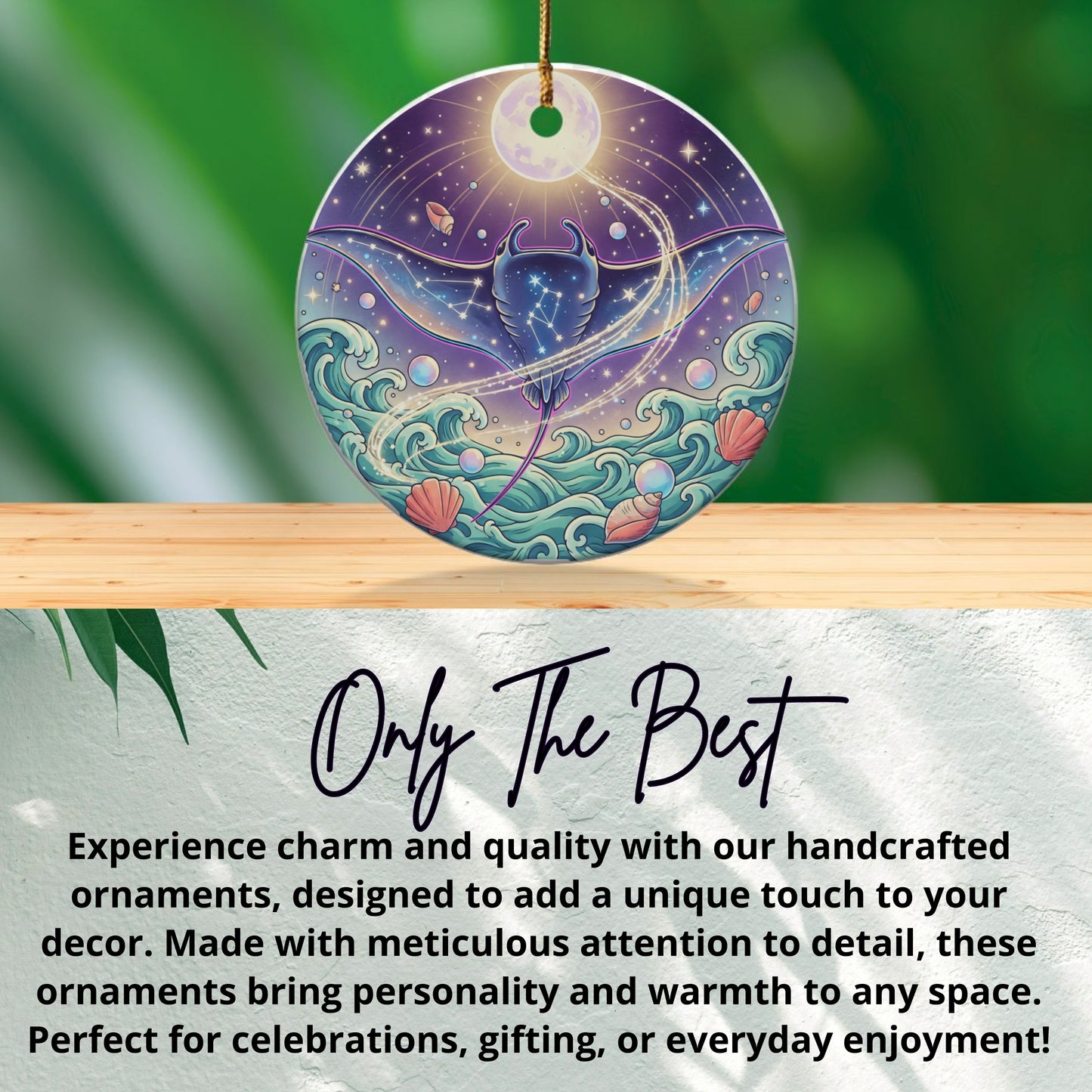 Unique Celestial Ocean Wave Design Ornament product