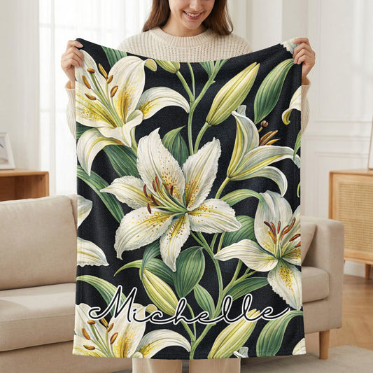 Custom Floral Print Blanket with name Michelle