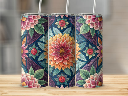 Floral Delightful Patterns Design in Bold Colors 20 oz Skinny Tumbler - Walk Greener