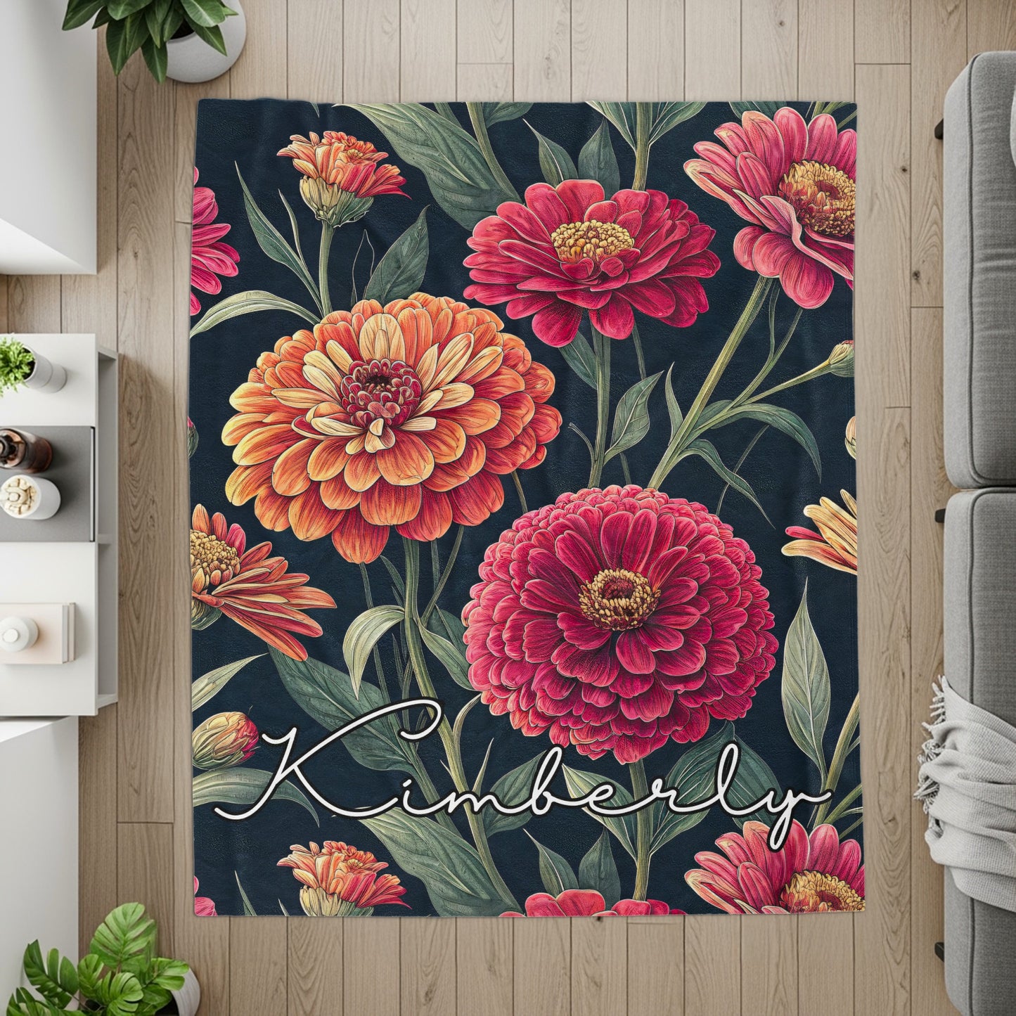 Floral Botanical Personalized Custom Name Blanket Gift - Walk Greener