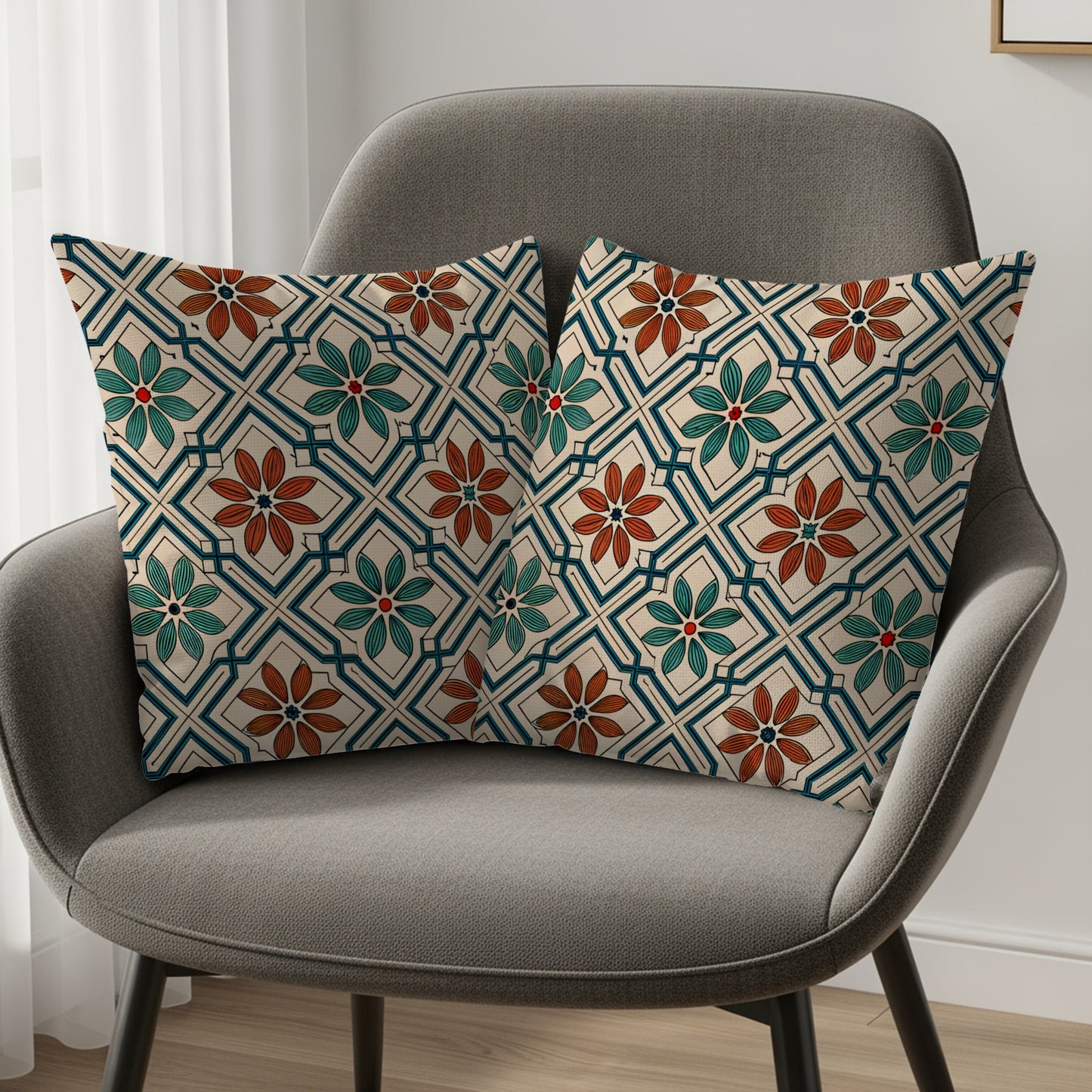 Colorful Geometric Floral Pattern Print Pillow product