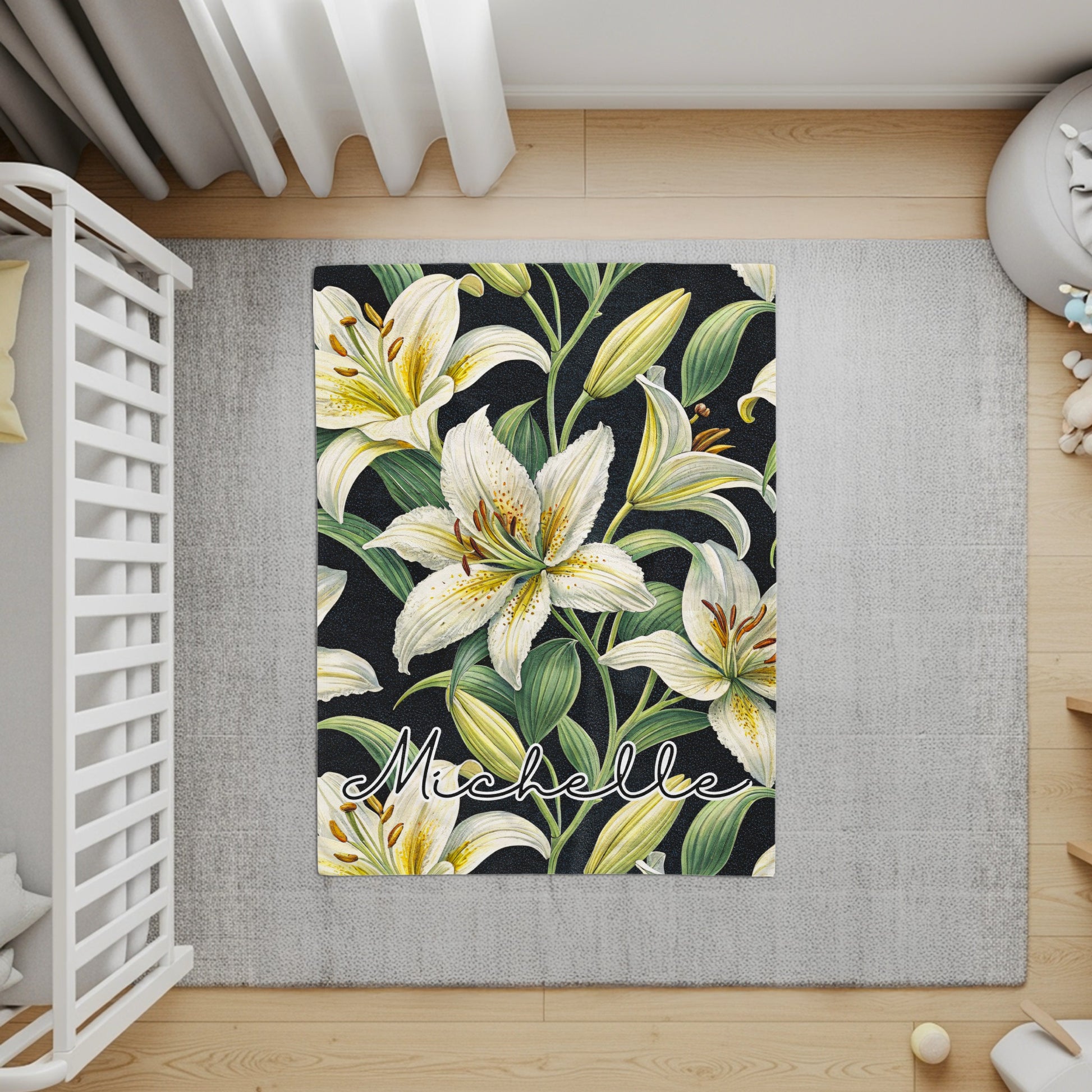 Personalized Floral Lily Themed Michelle Rug for Home Decor