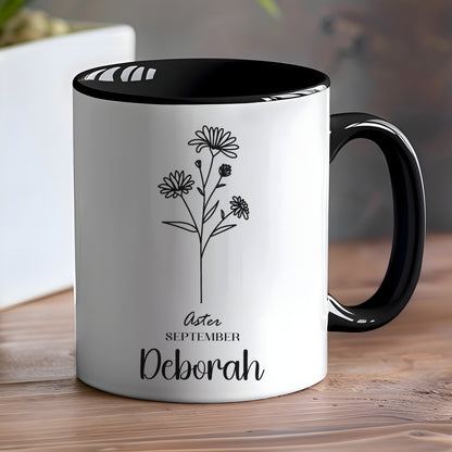 Personalized Aster September Deborah Ceramic Mug