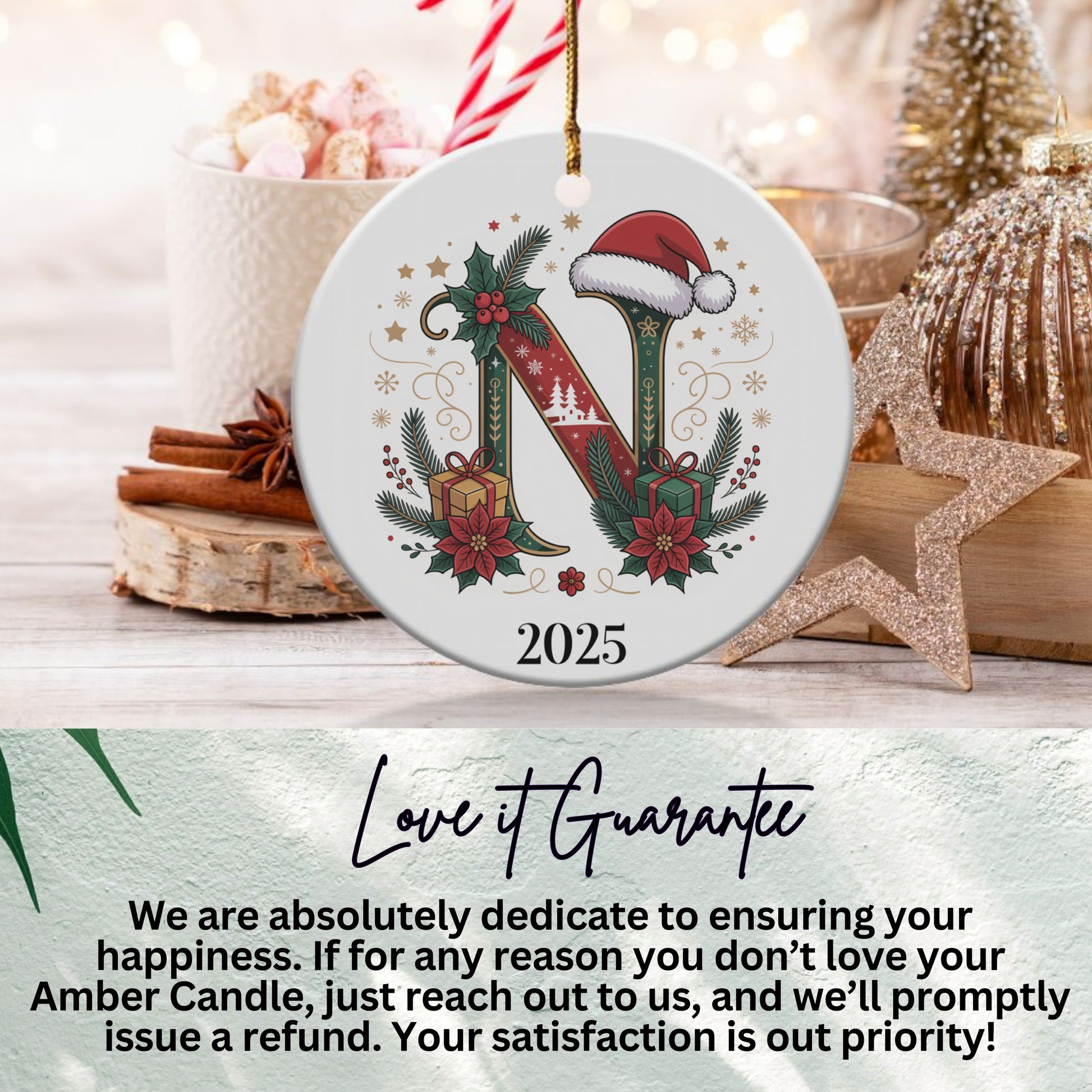 Personalized 2025 Christmas Santa Hat Ornament product
