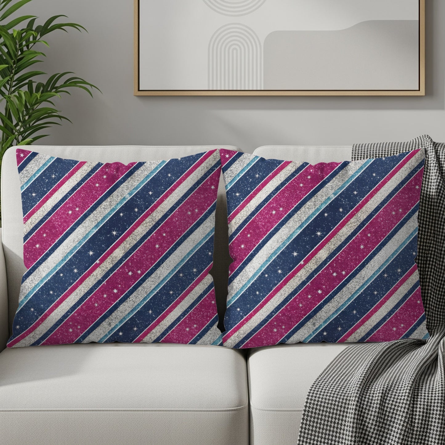 Striped Starry Pattern Decorative Throw Pillow Set