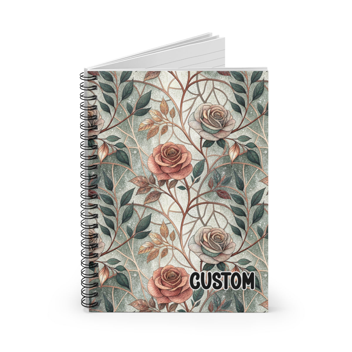 Custom Vintage Floral Spiral Notebook Customizable