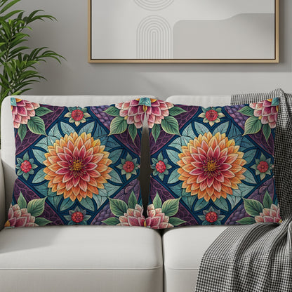 Colorful Flower Garden Seamless Pattern Floral Throw Pillows - Walk Greener