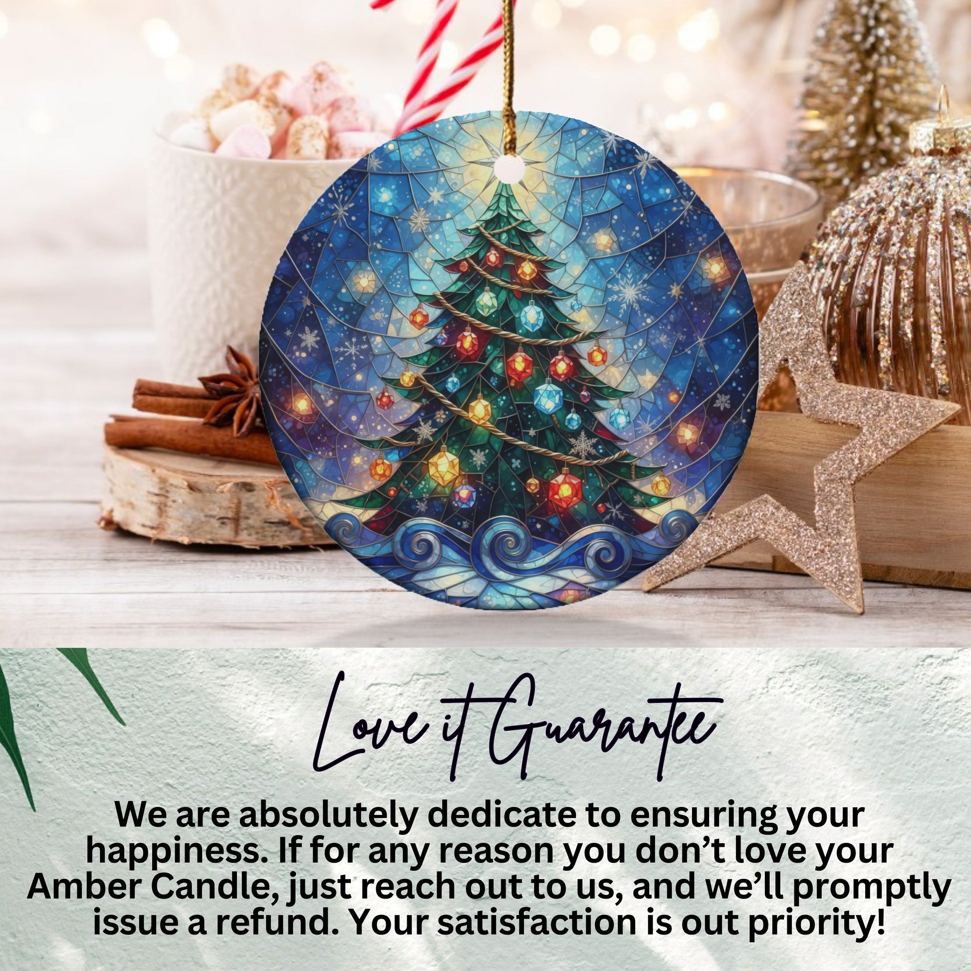Christmas Tree Design Round Hanging Ornament product