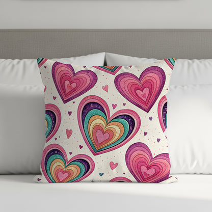 Multicolored Heart Pattern Print Throw Pillow Product