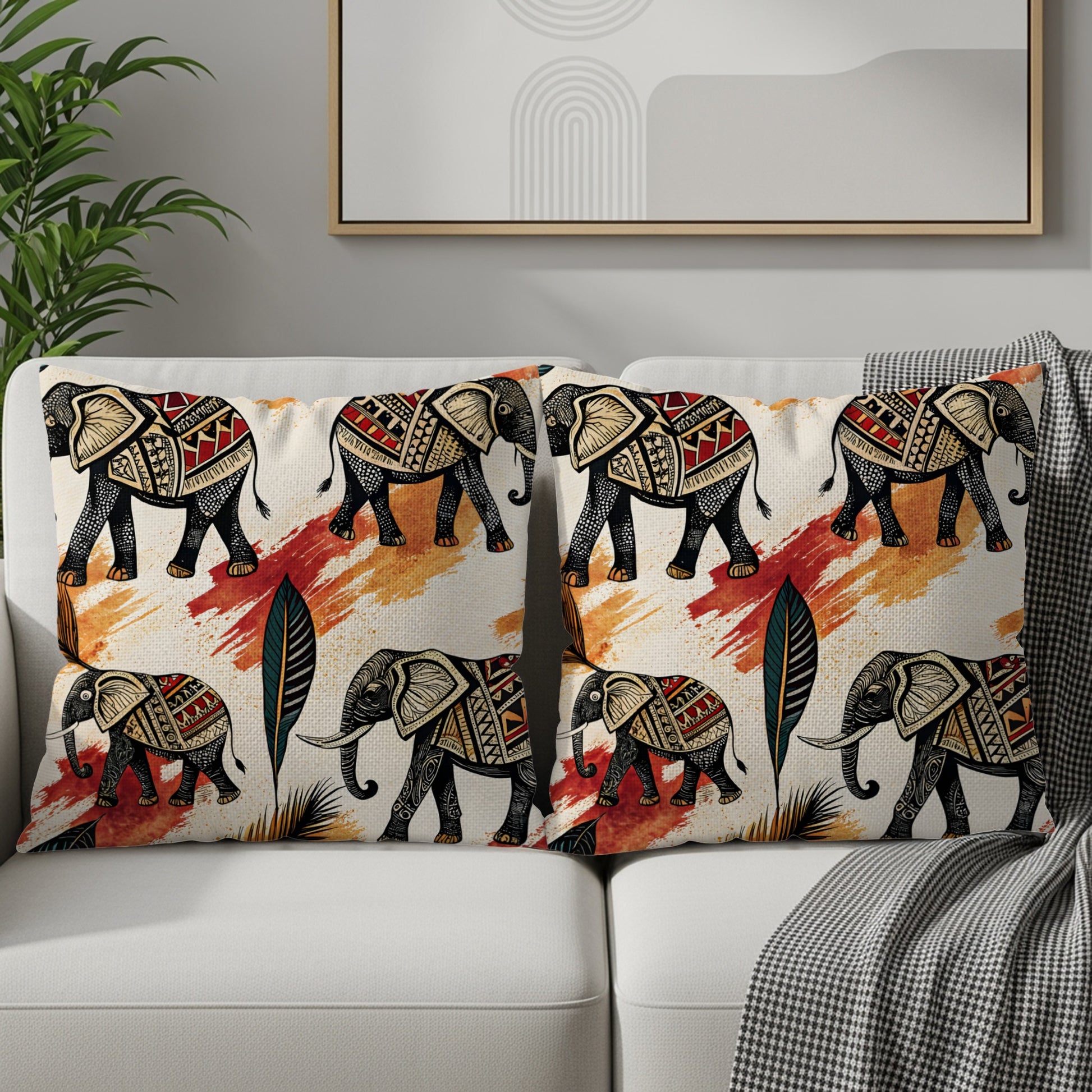 Decorative Elephant Patterned Cushion Set for Home Decor