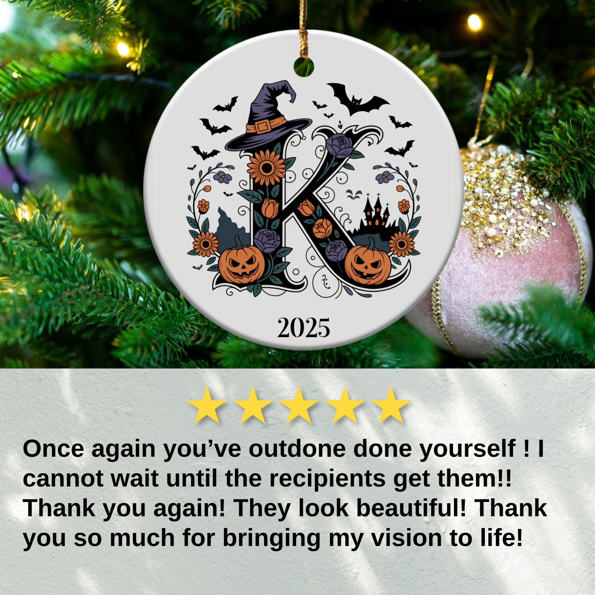 Personalized Initial Halloween Christmas Ornament product