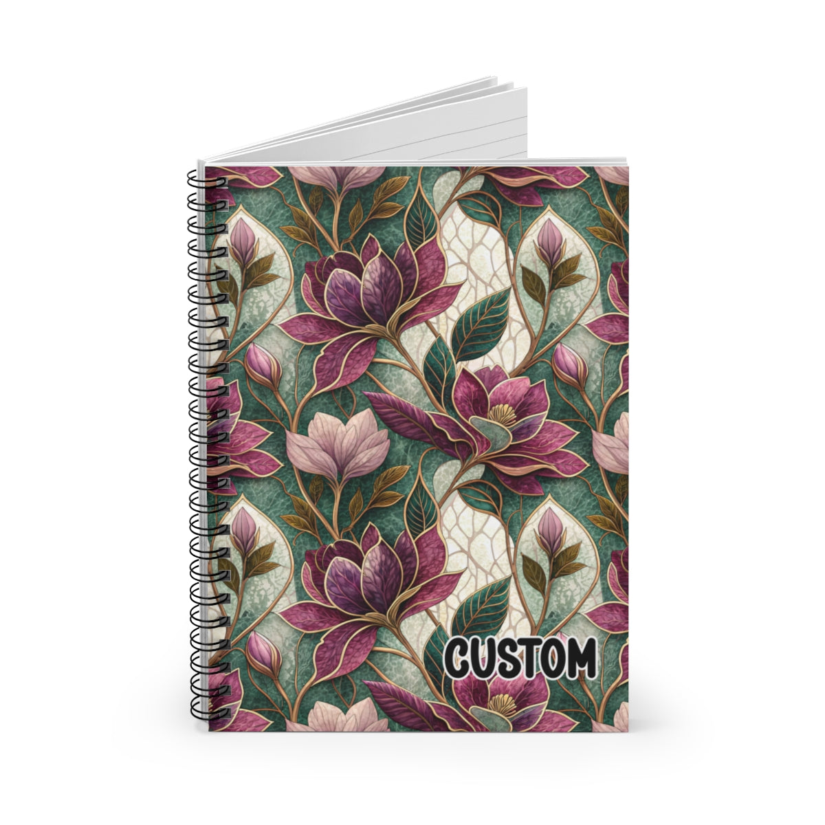 Custom Floral Pattern Spiral-Bound Notebook
