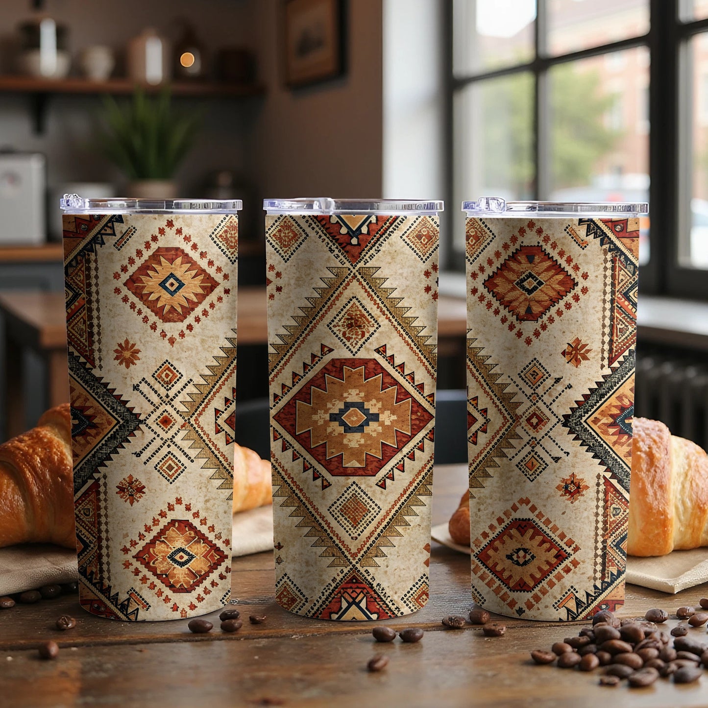 Geometric Tribal Design Insulated Tumbler Beverage Container