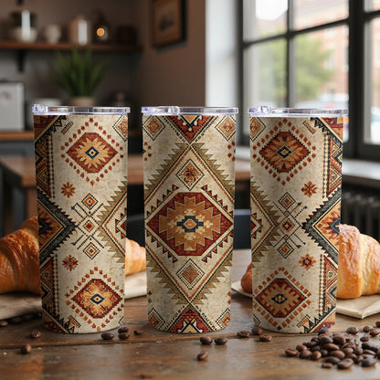 Geometric Tribal Design Insulated Tumbler Beverage Container