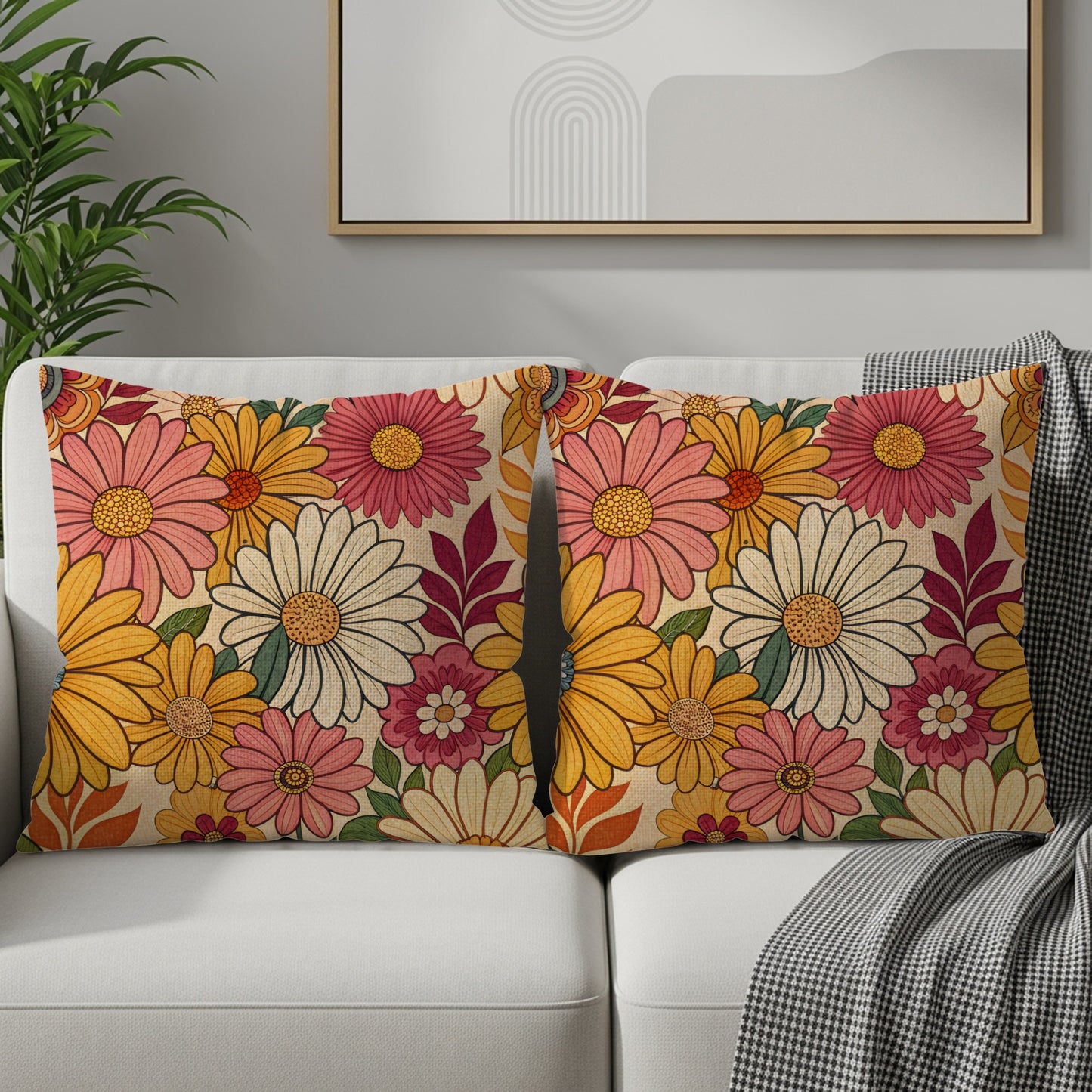 Bright Floral Throw Pillows Vibrant Flower Design