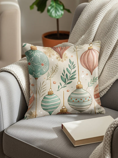 Festive Christmas Watercolor Art Design Throw Pillows - Walk Greener