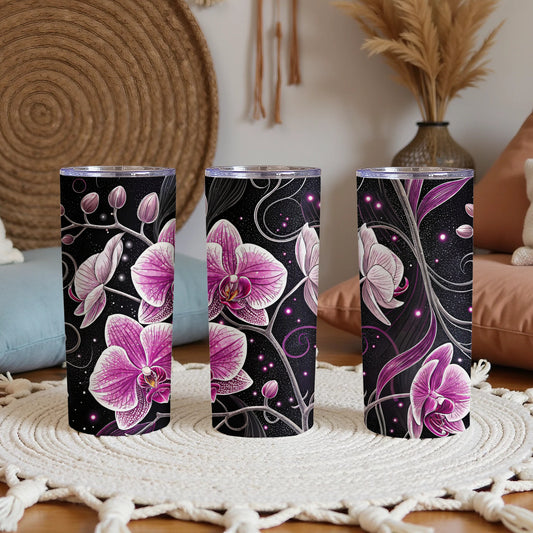 Pink Orchids and Sparkling Lights Elegant Design Tumblers - Walk Greener