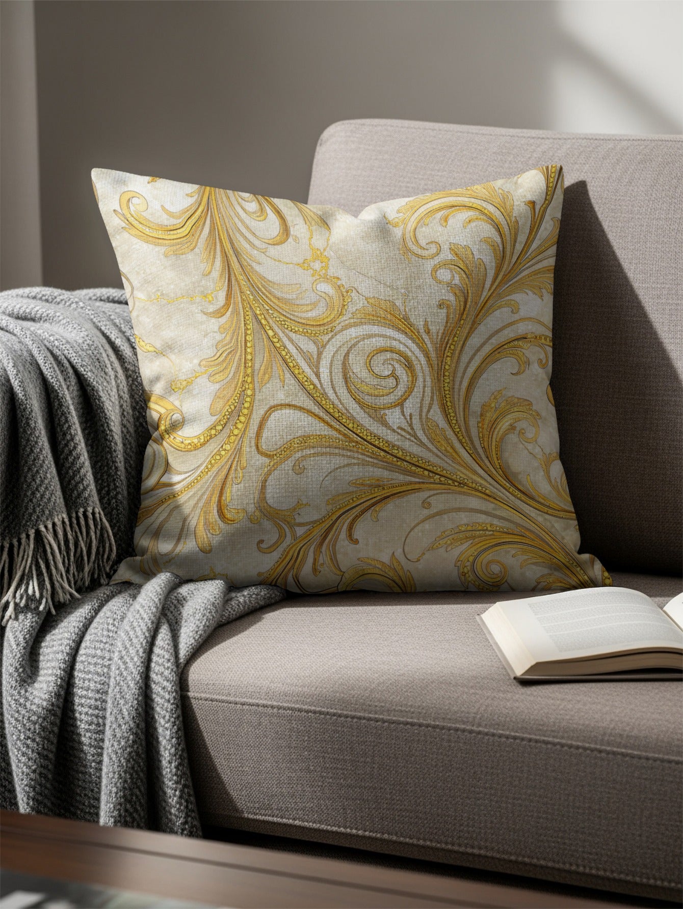 Elegant Gold Swirl Pattern Decorative Pillow product