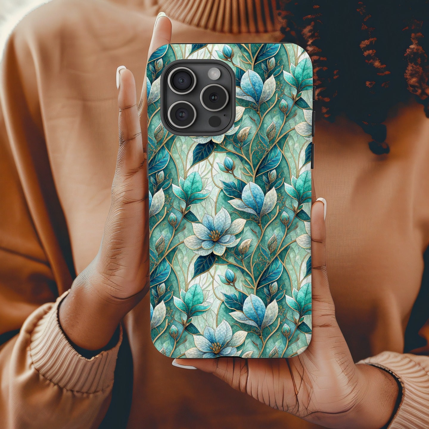Elegant Blue Floral Pattern Phone Case Product