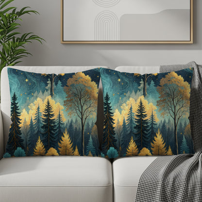 Enchanting Forest Scene Decorative Throw Pillow Set