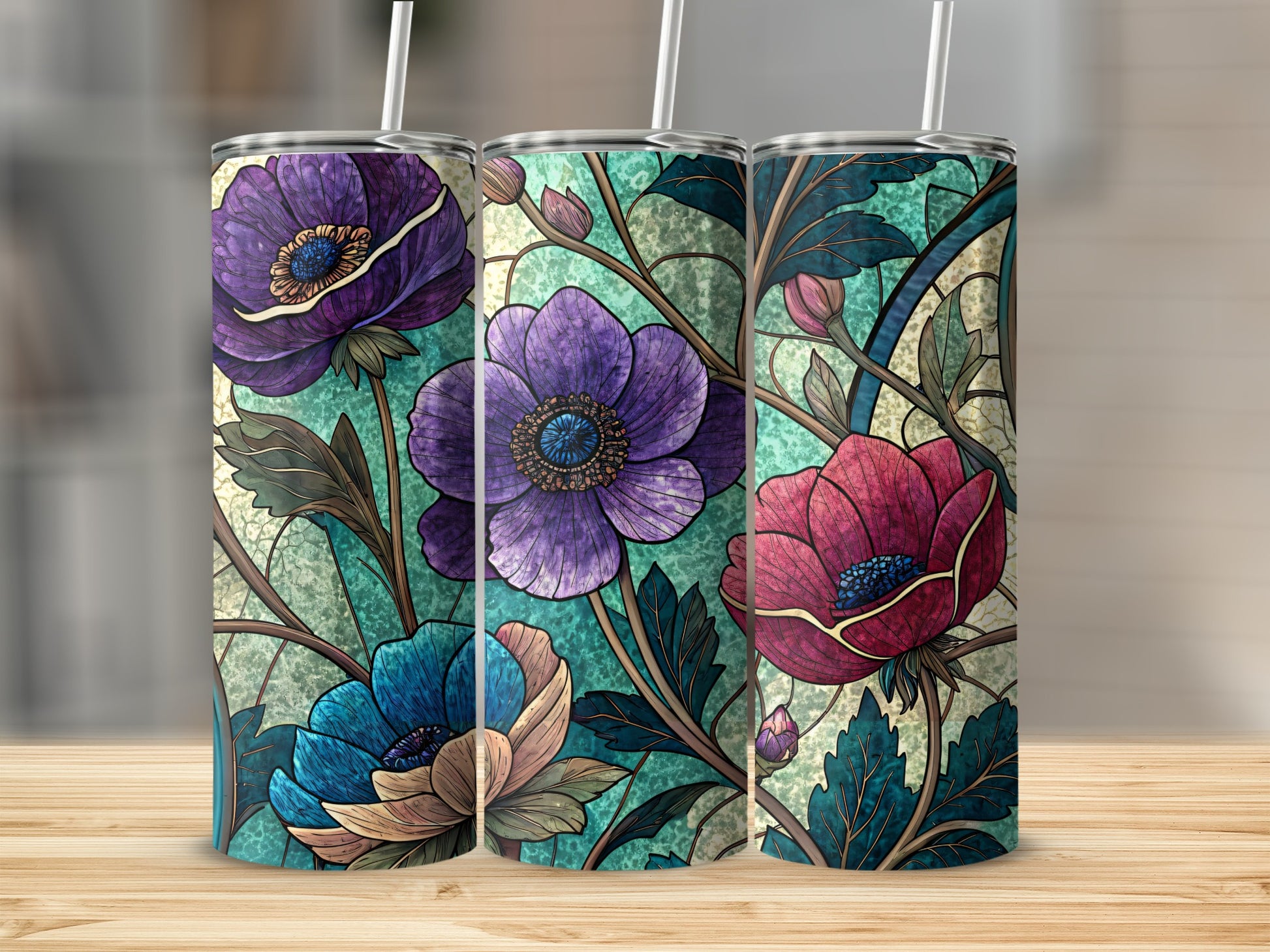 Floral Pattern Design Unique Colorful Art Print 20 oz Skinny Tumbler - Walk Greener