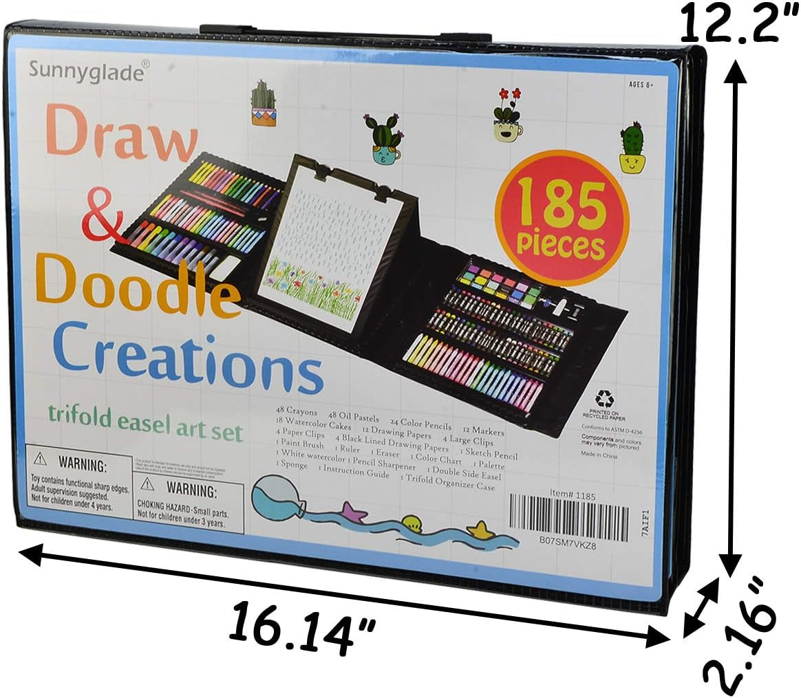 185-Piece Double-Sided Trifold Easel Art Set – Ultimate Creativity Kit