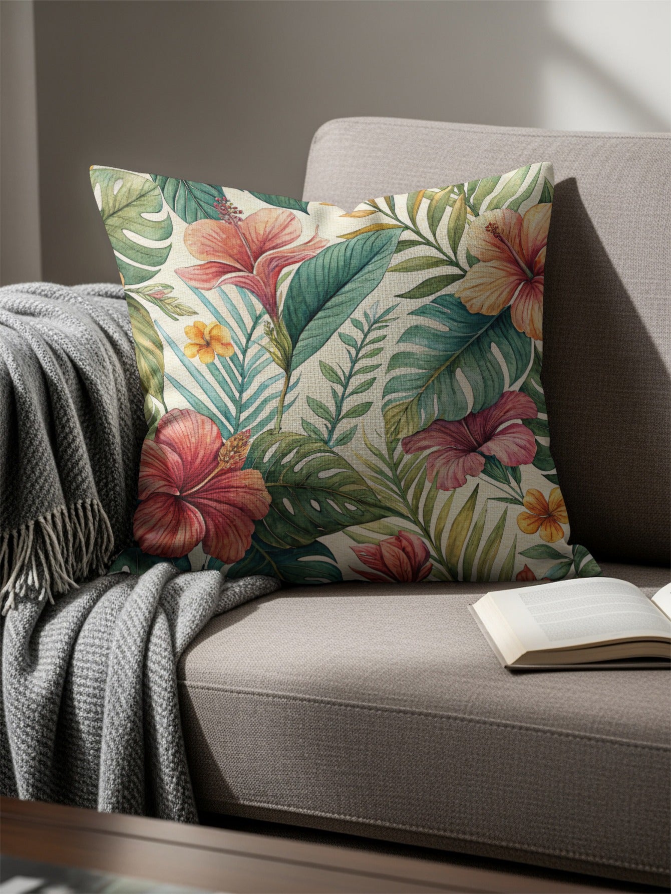 Tropical Watercolor Hibiscus Floral Pattern Pillows & Pillow Cases - Walk Greener