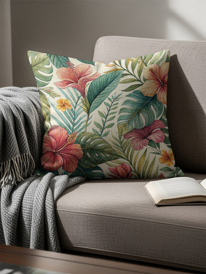 Tropical Watercolor Hibiscus Floral Pattern Pillows & Pillow Cases - Walk Greener