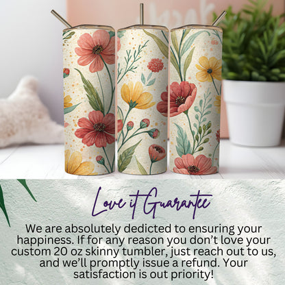 Watercolor Floral Delight Design 20 oz Skinny Tumbler - Walk Greener