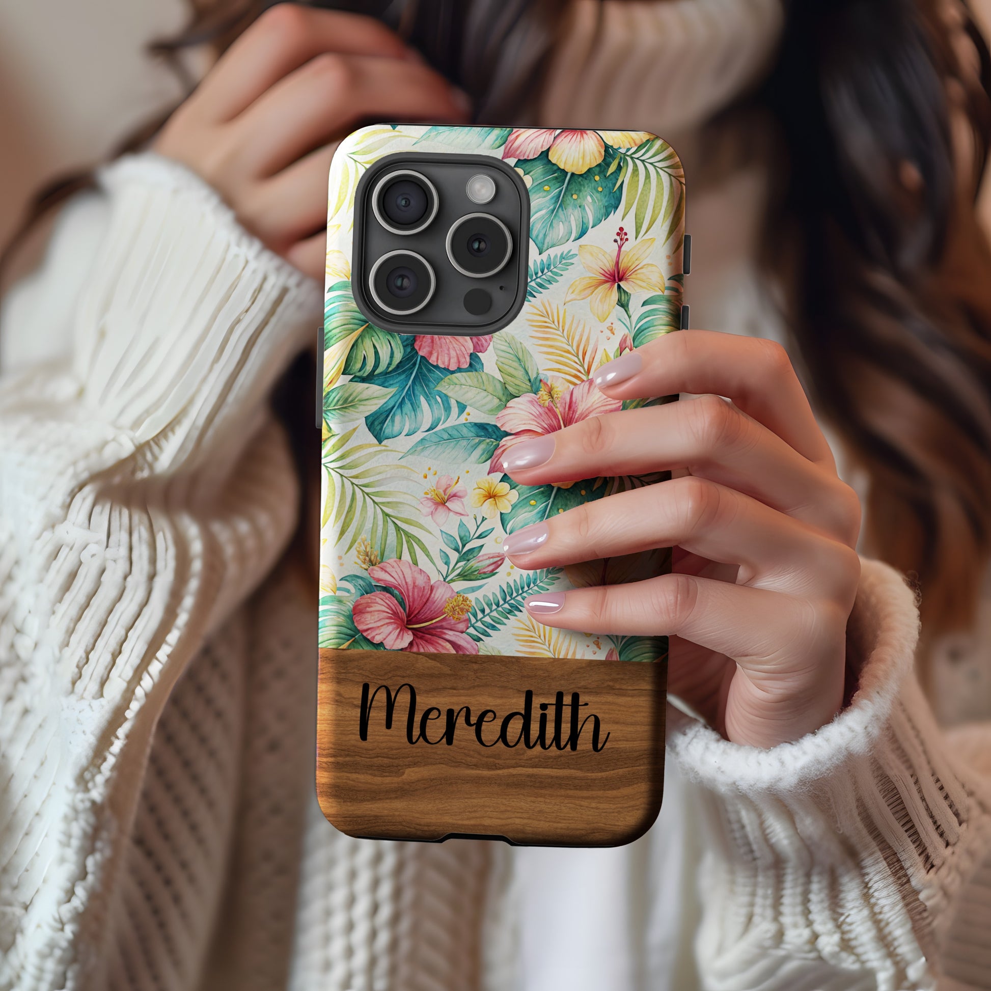 Floral Personalized Phone Case with Meredith Name Design