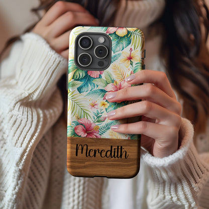 Floral Personalized Phone Case with Meredith Name Design