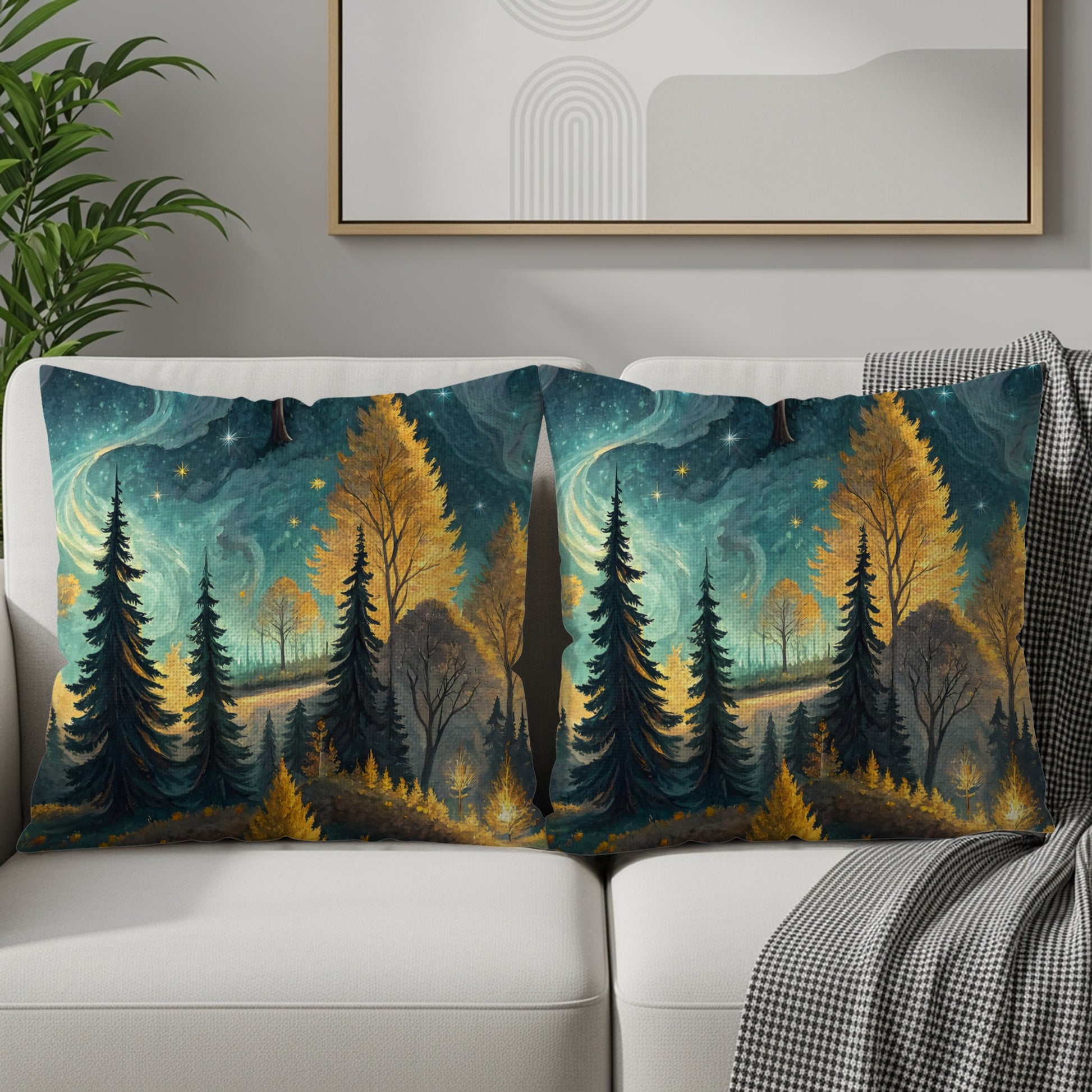 Enchanted Forest Night Sky Design pillow cases