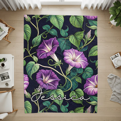Personalized Floral Design Rug with Name Jessica