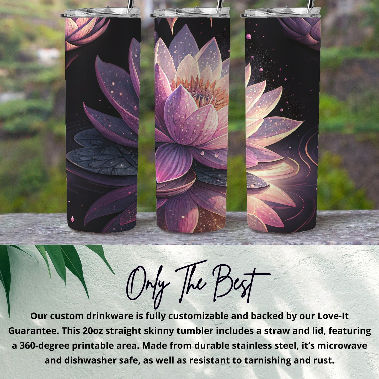 Artistic Pink Lotus On Water Design Pattern Tumblers - Walk Greener
