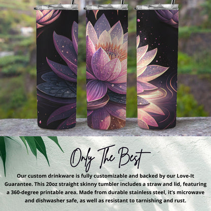 Artistic Pink Lotus On Water Design Pattern Tumblers - Walk Greener