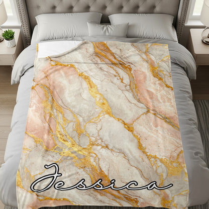 Personalized Jessica Marble Design Bed Blanket