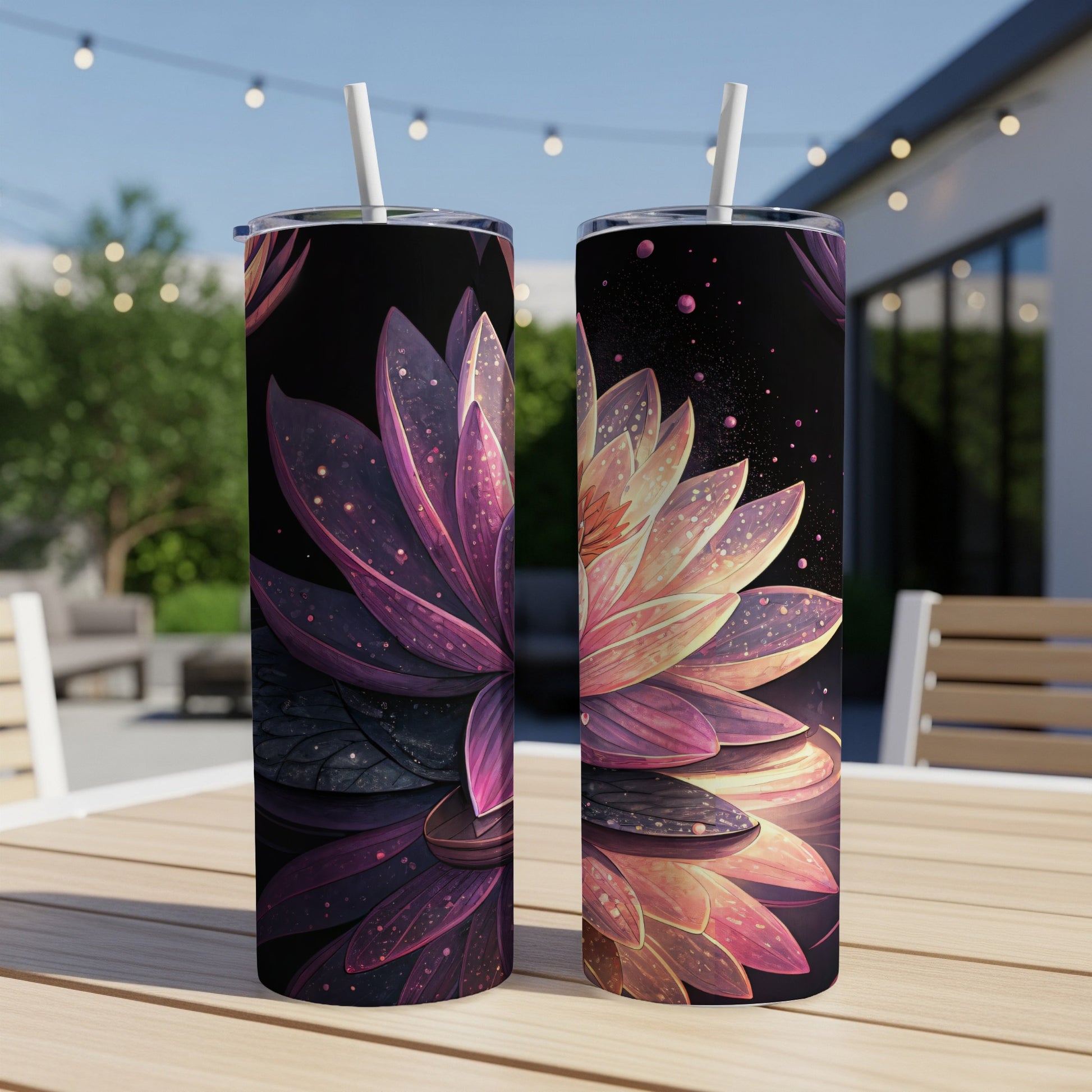 Artistic Pink Lotus On Water Design Pattern Tumblers - Walk Greener