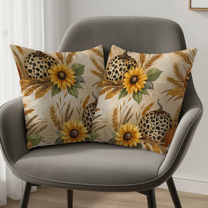 Sunflower and Pumpkin Pattern Decorative Pillow Set