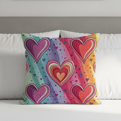 Colorful Hearts Pattern Decorative Pillow for Home Decor