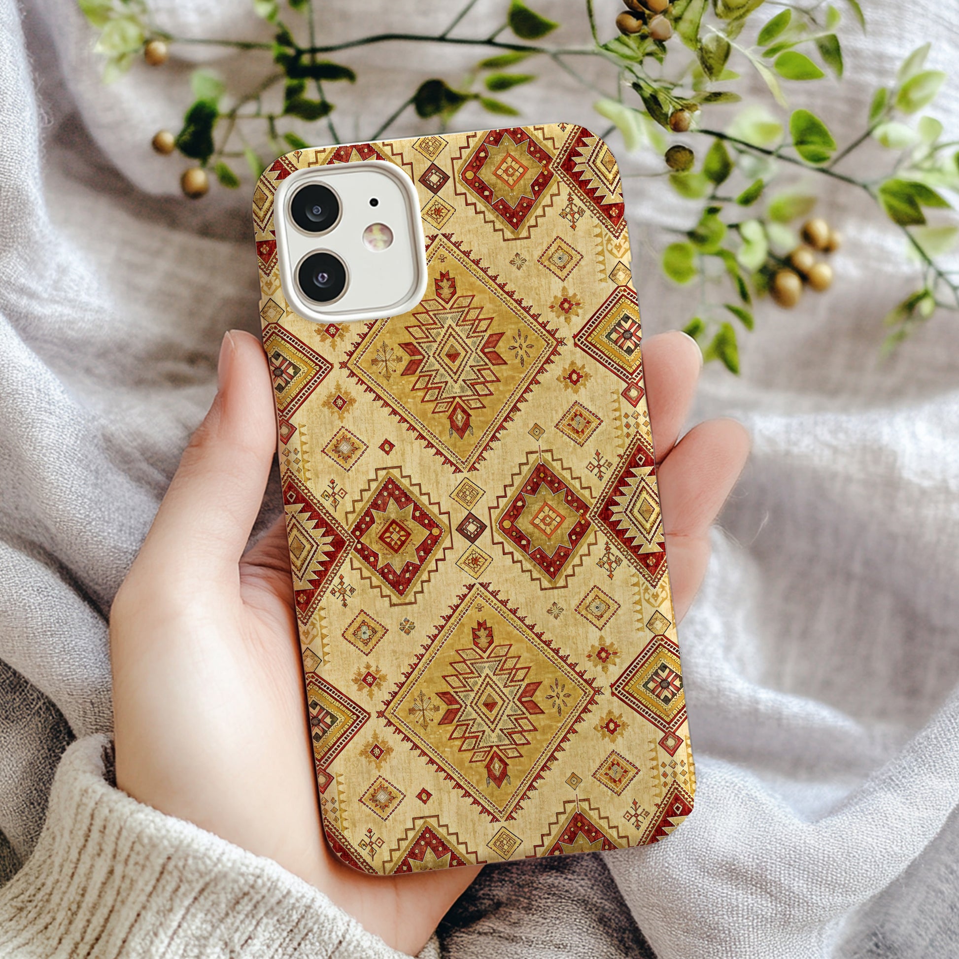 Geometric Design in Warm Tones Art Custom Phone Case - Walk Greener
