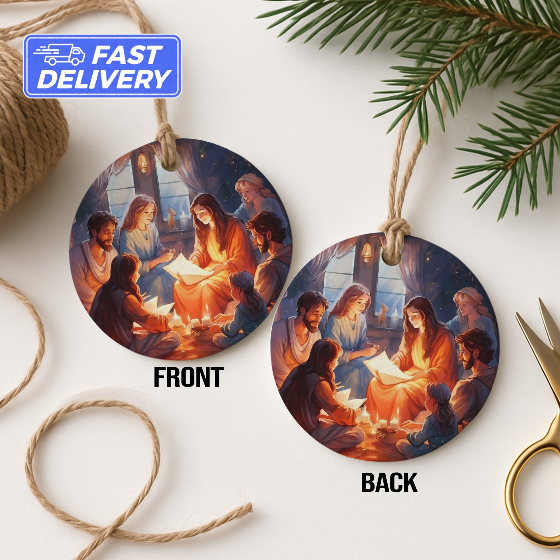 Christmas Nativity Scene Illustration Ornament product type