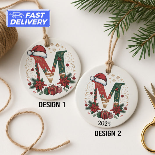 Christmas Holiday Ornaments Personalized Letter M product type